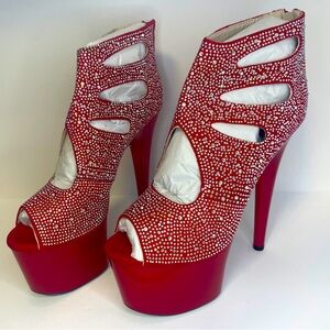 7" Ultra High Platform Heels Rhinestones Women’s Sexy shoes size 7 dancer club